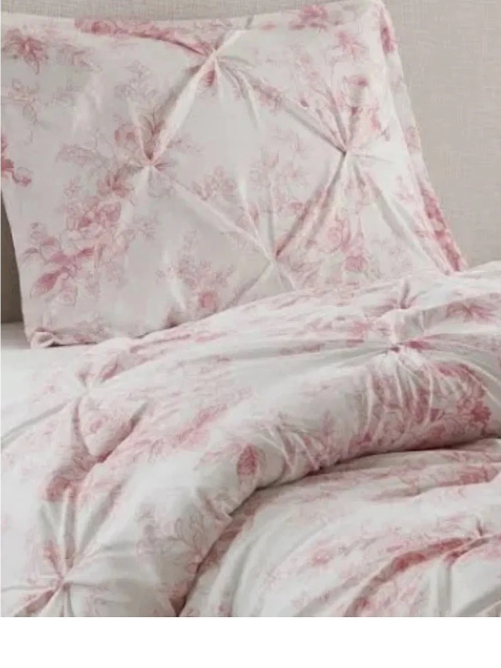 Elegant ~ Armoire Collection PINK & White Floral Pillow Sham ~ Discontinued
